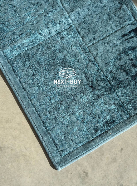 Набір бавовняних килимів для ванної Maison D’or Gardiner Patchwork Petrol 2 шт (60×100 см + 50×60 см) | Туреччина