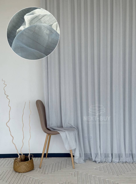 Тюль льон сірий з люрексовою ниткою Blue Shade Gri Туреччина