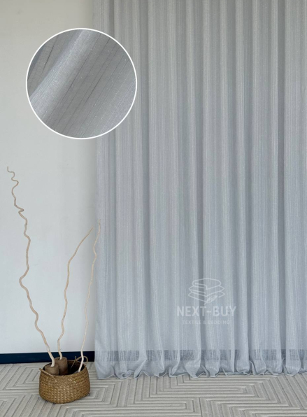 Тюль льон сірий з люрексовою ниткою Blue Shade Gri Туреччина