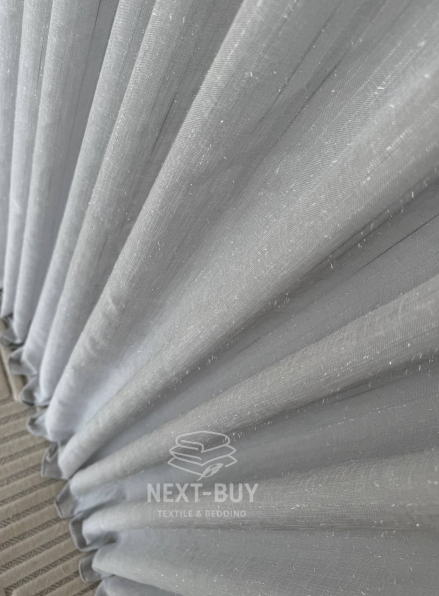 Тюль льон сірий з люрексовою ниткою Blue Shade Gri Туреччина