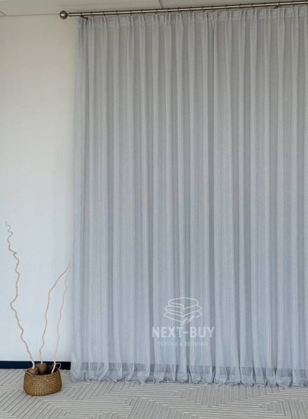 Тюль льон сірий з люрексовою ниткою Blue Shade Gri Туреччина