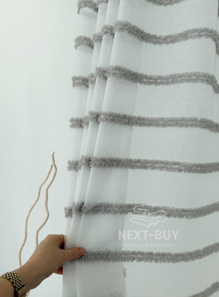 Тюль білий льон з квітковою вишивкою Bianca Fiora White Linen, Італія