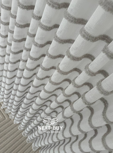 Тюль білий льон з квітковою вишивкою Bianca Fiora White Linen, Італія