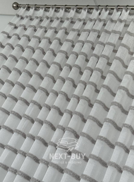 Тюль білий льон з квітковою вишивкою Bianca Fiora White Linen, Італія