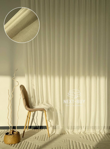 Тюль однотонний кремовий льон Linen Whisper Cream Туреччина
