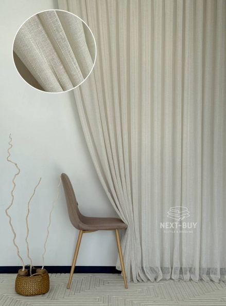 Тюль льон бежевий з люрексовою ниткою Blue Shade Bej Туреччина