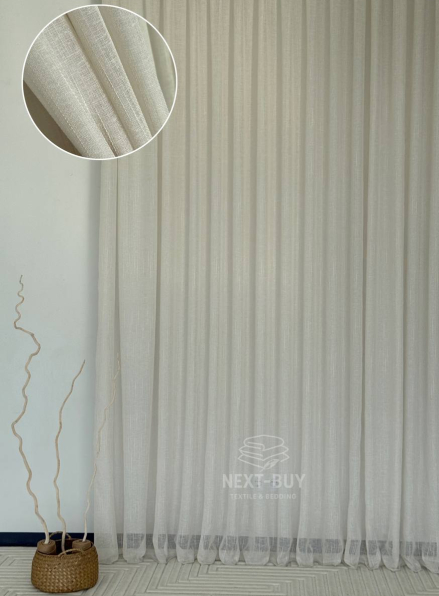 Тюль льон бежевий з люрексовою ниткою Blue Shade Bej Туреччина