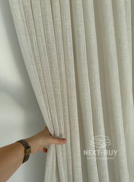 Тюль льон бежевий з люрексовою ниткою Blue Shade Bej Туреччина