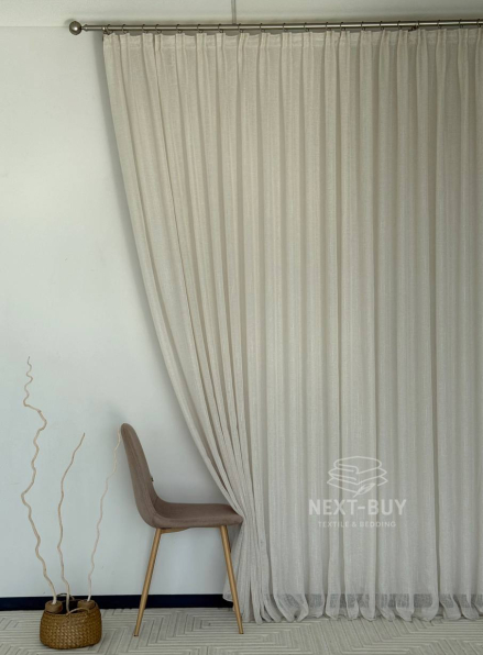 Тюль льон бежевий з люрексовою ниткою Blue Shade Bej Туреччина