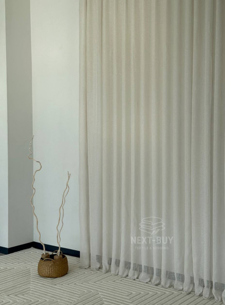 Тюль льон бежевий з люрексовою ниткою Blue Shade Bej Туреччина