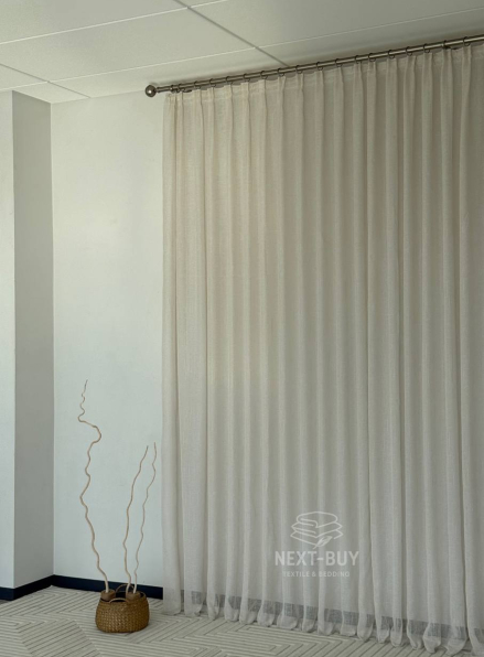 Тюль льон бежевий з люрексовою ниткою Blue Shade Bej Туреччина