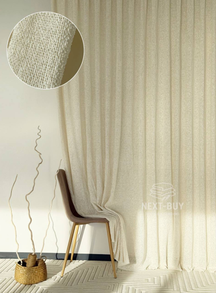 Тюль Boho фактурний льон — сітка Soft Weave Linen Beige Elegance Італія