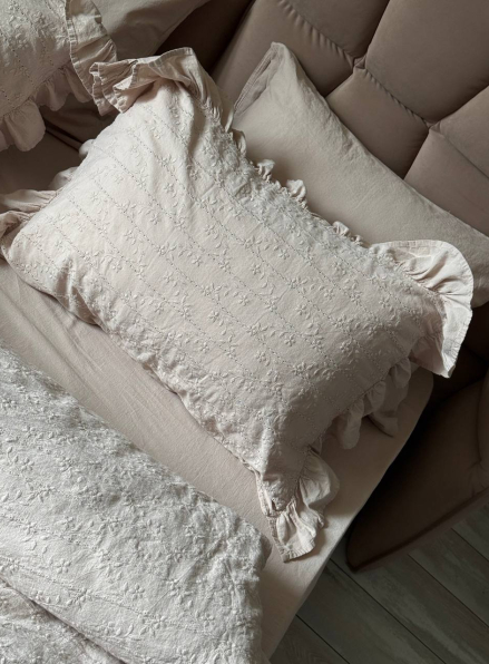 Постільна білизна з простирадлом на резинці Resital Bej євро жакард, варена бавовна