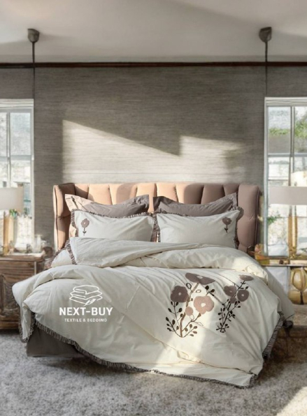 Постільна білизна Saheser Alessa Bej євро 200х220 з вишивкою