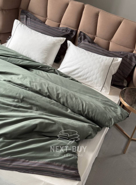 Elba Yesil Pasioni — постільна білизна з сатину преміум класу 210 TC з простирадлом на резинці