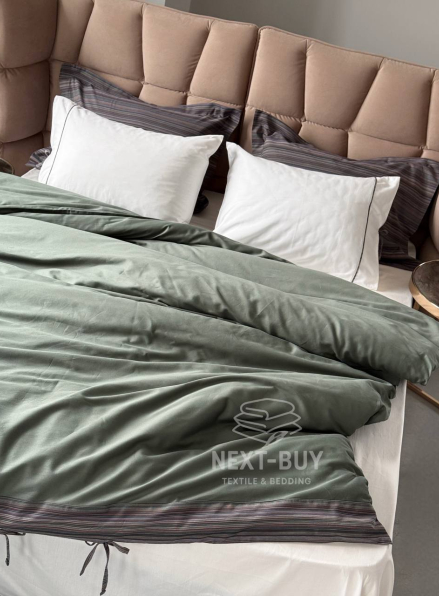Elba Yesil Pasioni — постільна білизна з сатину преміум класу 210 TC з простирадлом на резинці