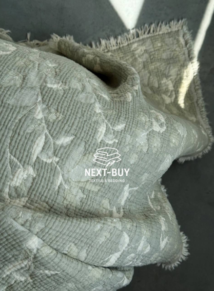 Муслиновое покрывало Misty Garden haki/krem евро Турция