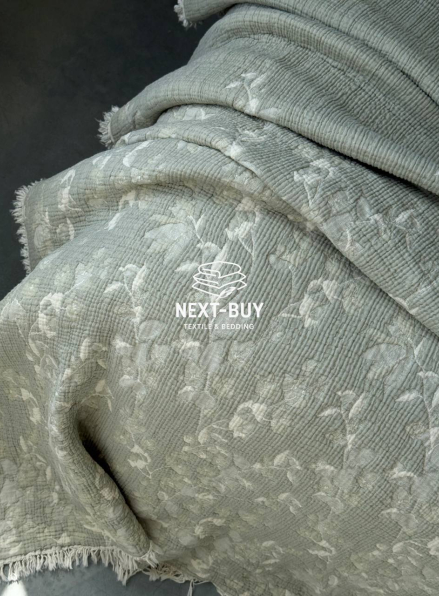 Муслиновое покрывало Misty Garden haki/krem евро Турция