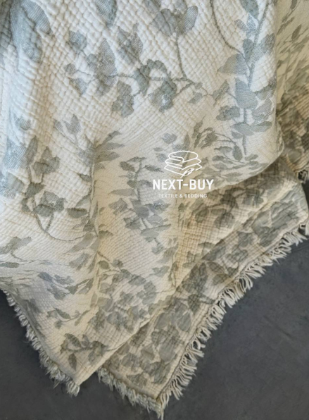 Муслиновое покрывало Misty Garden haki/krem евро Турция