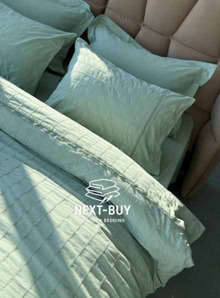 Постільна білизна Saheser Jasmin yesil євро 200х220 jacquard