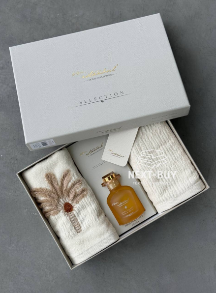 Набір рушників в подарунковій коробці з парфумами Oda Kokulu Boho krem  Туреччина