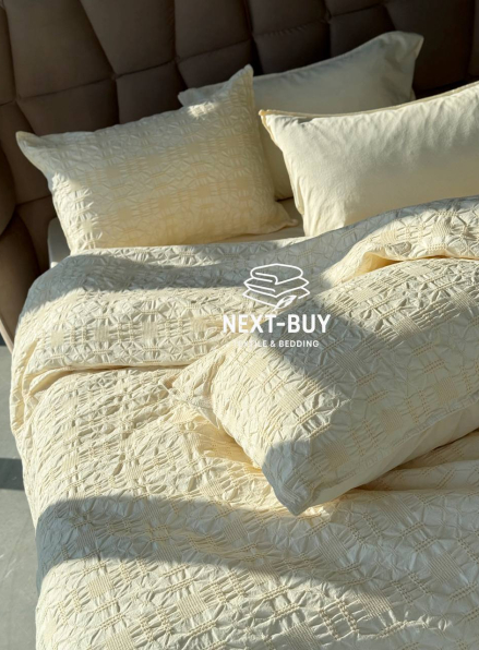 Эксклюзивное Семейное постельное белье Limasso Kristal akdeniz kremi 160х220(2шт) из вареного хлопка