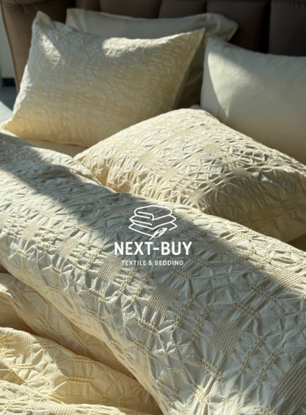 Эксклюзивное Семейное постельное белье Limasso Kristal akdeniz kremi 160х220(2шт) из вареного хлопка