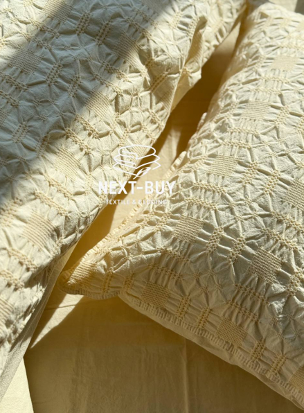 Эксклюзивное Семейное постельное белье Limasso Kristal akdeniz kremi 160х220(2шт) из вареного хлопка