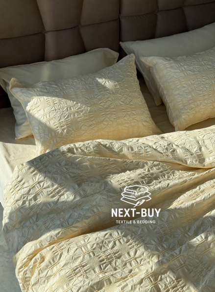 Эксклюзивное Семейное постельное белье Limasso Kristal akdeniz kremi 160х220(2шт) из вареного хлопка