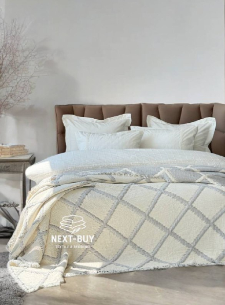 Муслиновое покрывало Sage bloom gri/krem евро Турция