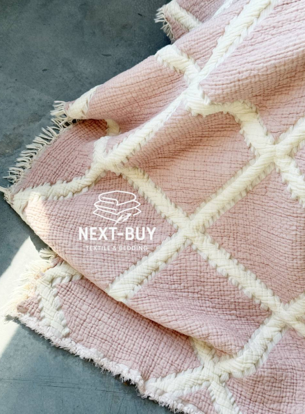 Муслиновое покрывало Sage bloom pudra/krem евро Турция