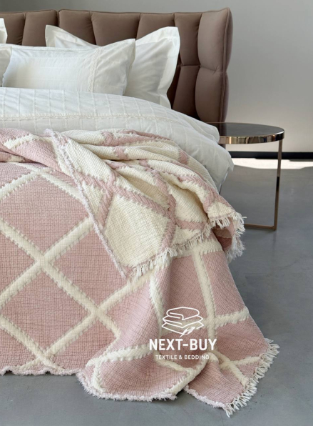 Муслиновое покрывало Sage bloom pudra/krem евро Турция