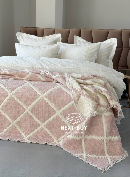 Муслиновое покрывало Sage bloom pudra/krem евро Турция