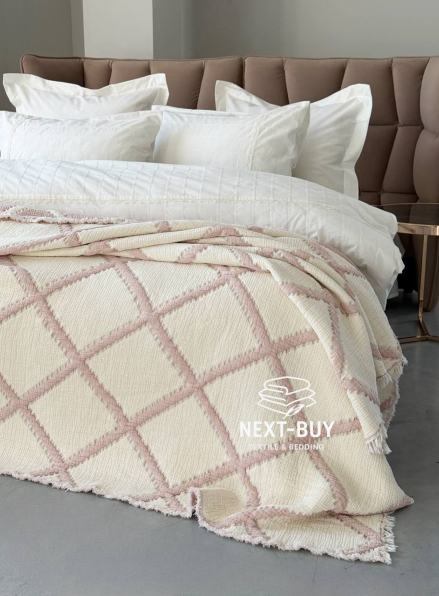 Муслиновое покрывало Sage bloom pudra/krem евро Турция