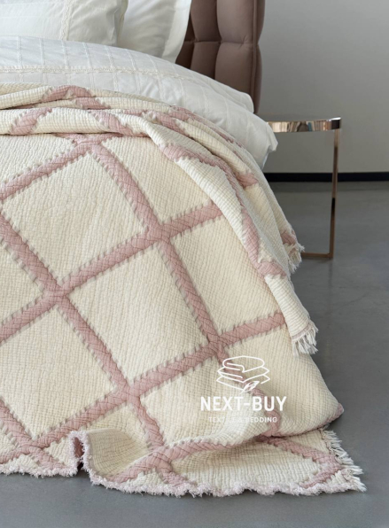 Муслиновое покрывало Sage bloom pudra/krem евро Турция