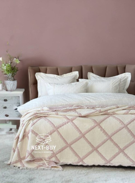 Муслиновое покрывало Sage bloom pudra/krem евро Турция