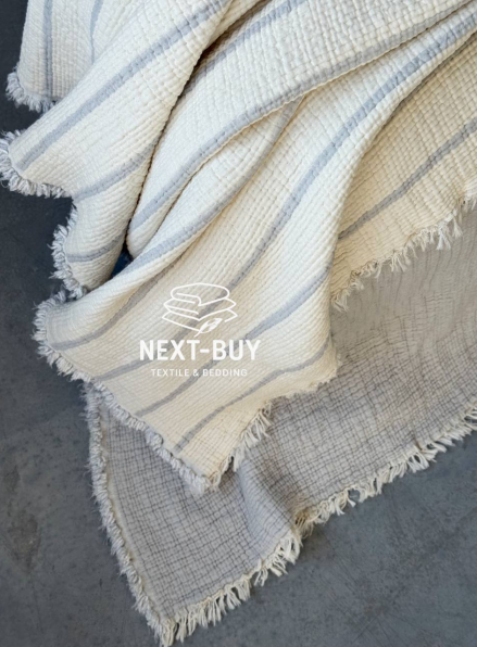 Муслиновое покрывало Nature veli gri/white  евро Турция