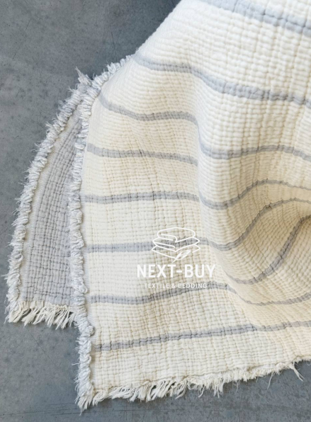 Муслиновое покрывало Nature veli gri/white  евро Турция