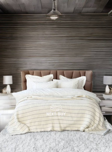 Муслиновое покрывало Nature veli gri/white  евро Турция