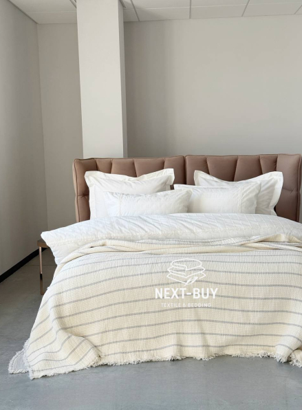 Муслиновое покрывало Nature veli gri/white  евро Турция