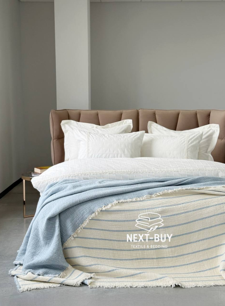 Муслиновое покрывало Nature veli blue/krem евро Турция