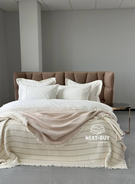 Муслиновое покрывало Nature veli krem/bej  евро Турция