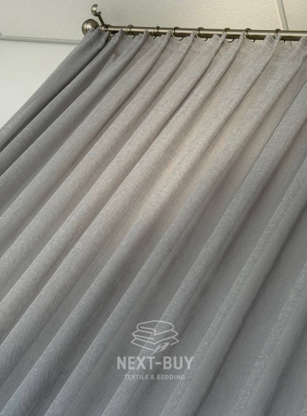 Тюль однотонний сірий льон Linen Sofia Veil преміум якість Туреччина