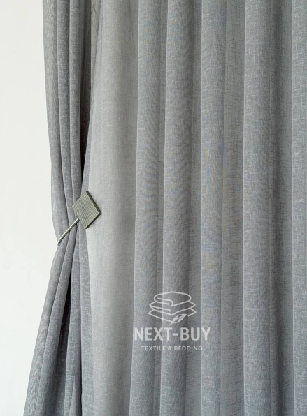 Тюль однотонний сірий льон Linen Sofia Veil преміум якість Туреччина