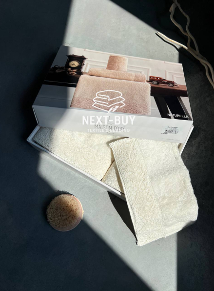 Maison Dor Naturella набір рушників 3шт 30х50 50х90 70х140 махра з мереживом кремовий