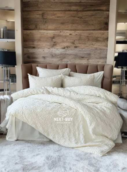 Эксклюзивное Семейное постельное белье Limasso Kristal Snow white 160х220(2шт) из вареного хлопка