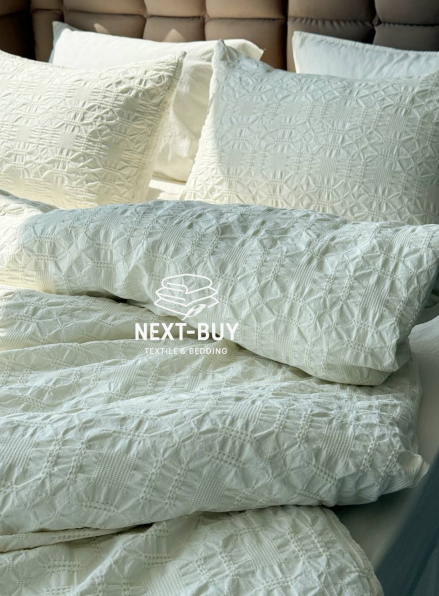 Эксклюзивное Семейное постельное белье Limasso Kristal Snow white 160х220(2шт) из вареного хлопка