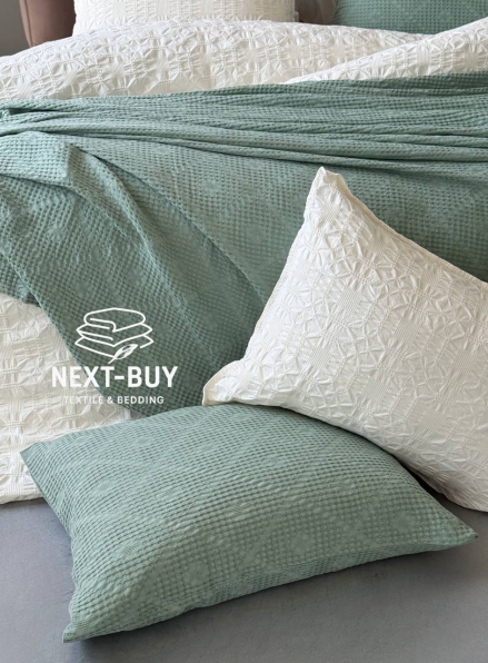 Жакардове покривало з наволочками Saheser Salsa yesil євро Туреччина