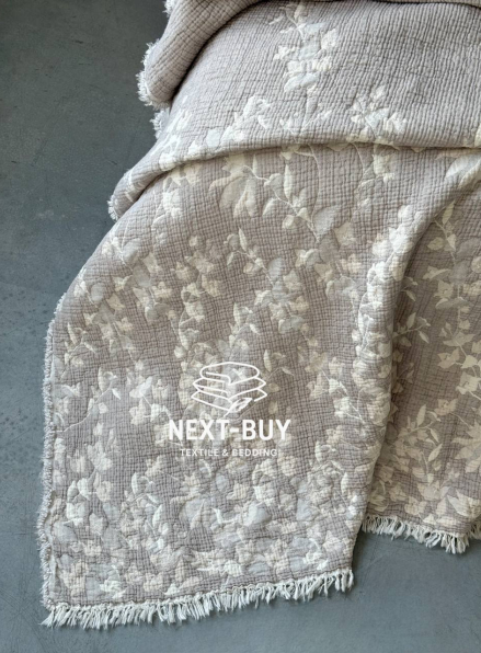 Муслиновое покрывало Misty Garden Mokko/krem евро Турция