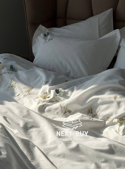 Постільна білизна євро Saheser Harmony Варена бавовна з вишивкою
